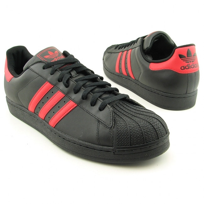Adidas Men's Black/ Red 'Superstar 2' Sneakers (Size 18) - Free
