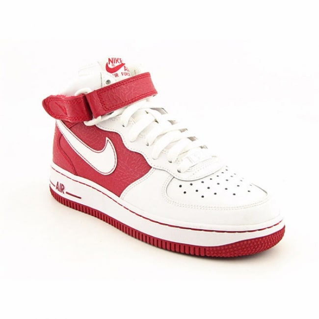Nike Boys Air Force 1 Mid White/ Varsity Red Shoes (Size 5.5 