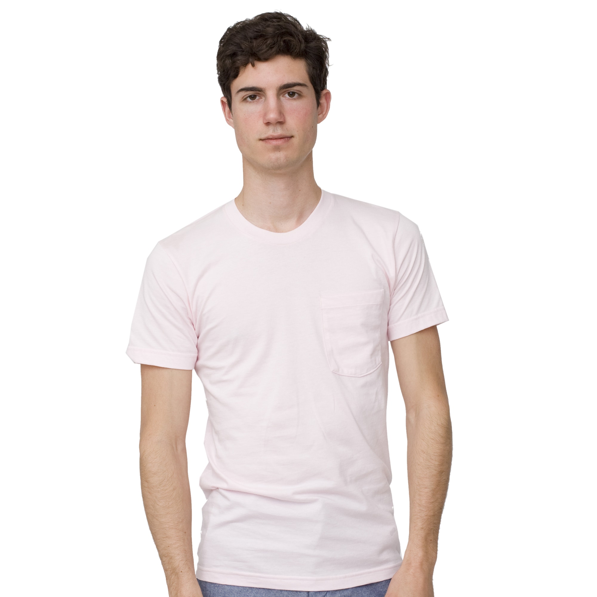 American Apparel Unisex Light Pink Fine Jersey Pocket Short Sleeve T 