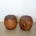 Mango Wood Light Teak Oil Pouf Stool (Thailand)