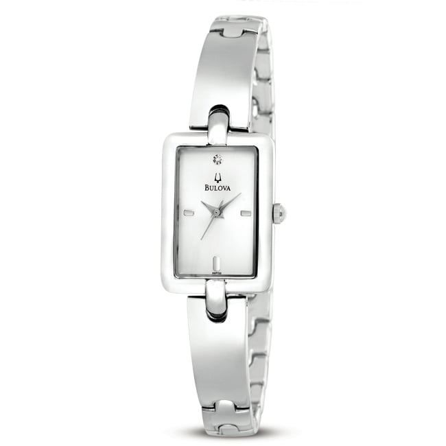 Bulova Women's Stainless Steel Rectangle Bangle Link Watch - Free ...