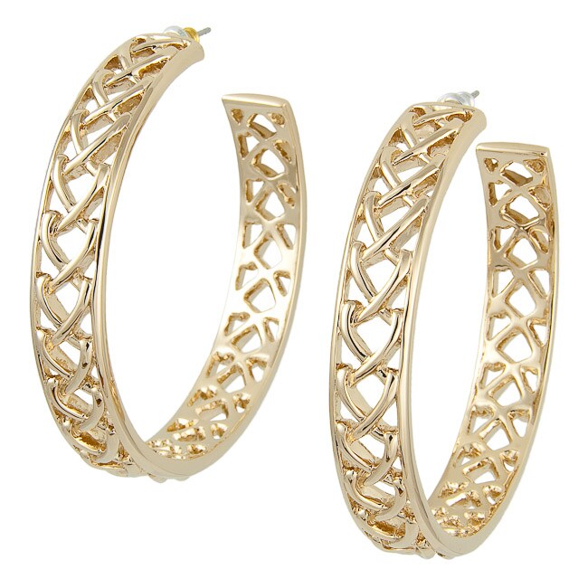Mice Monroe Goldtone Tungsten Braided Hoop Earrings Free Mice Monroe Goldtone Tungsten Braided Hoop Earrings