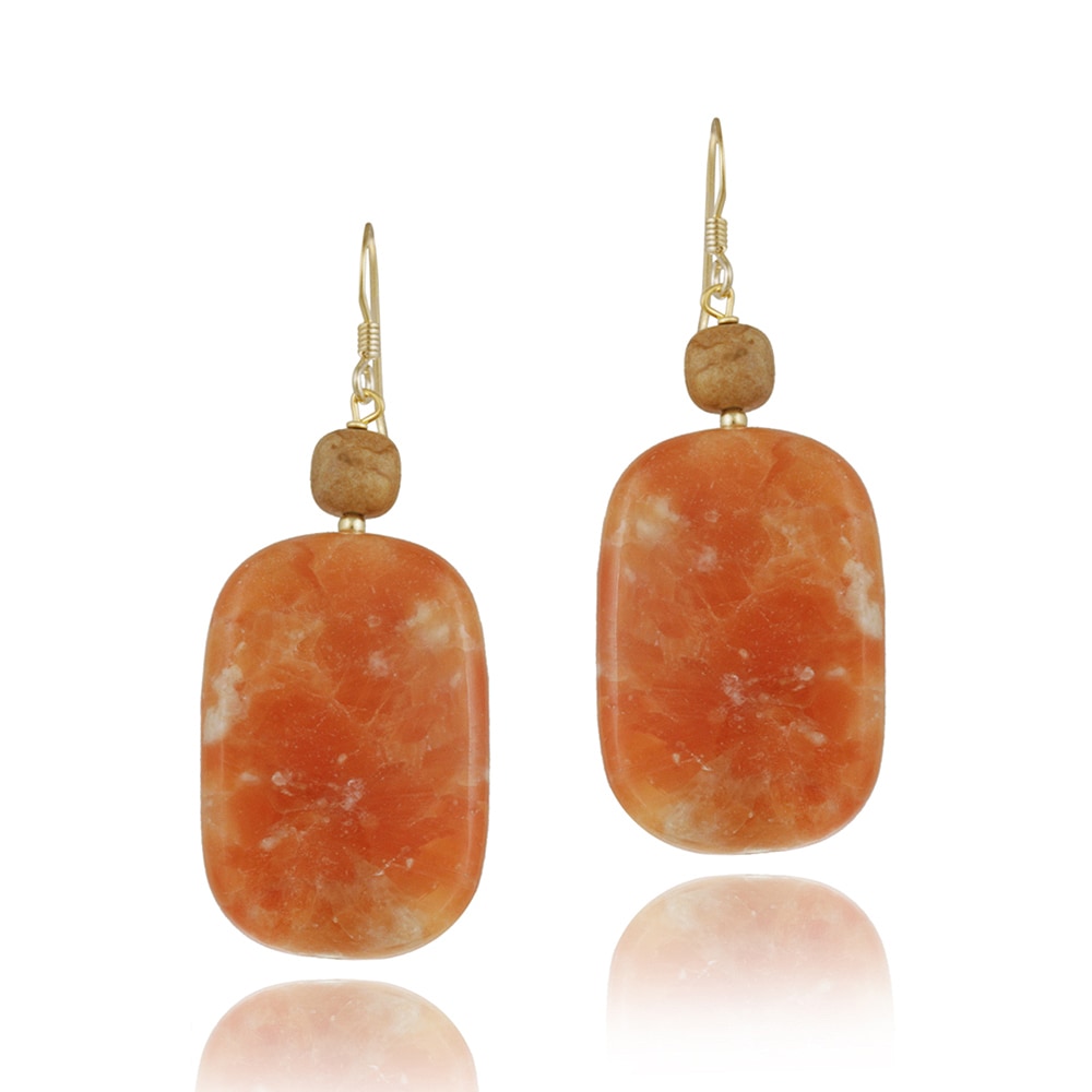 Glitzy Rocks 18k Gold over Silver Orange Carnelian and Picture Jasper