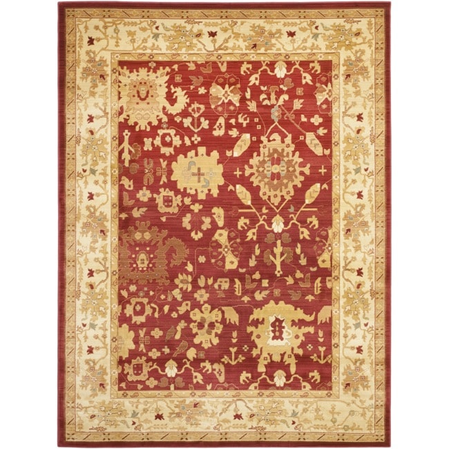 Oushak Red/ Cream Powerloomed Rug (96 X 13)