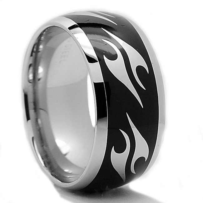 Oliveti Stainless Steel Men's Resin Flame Ring