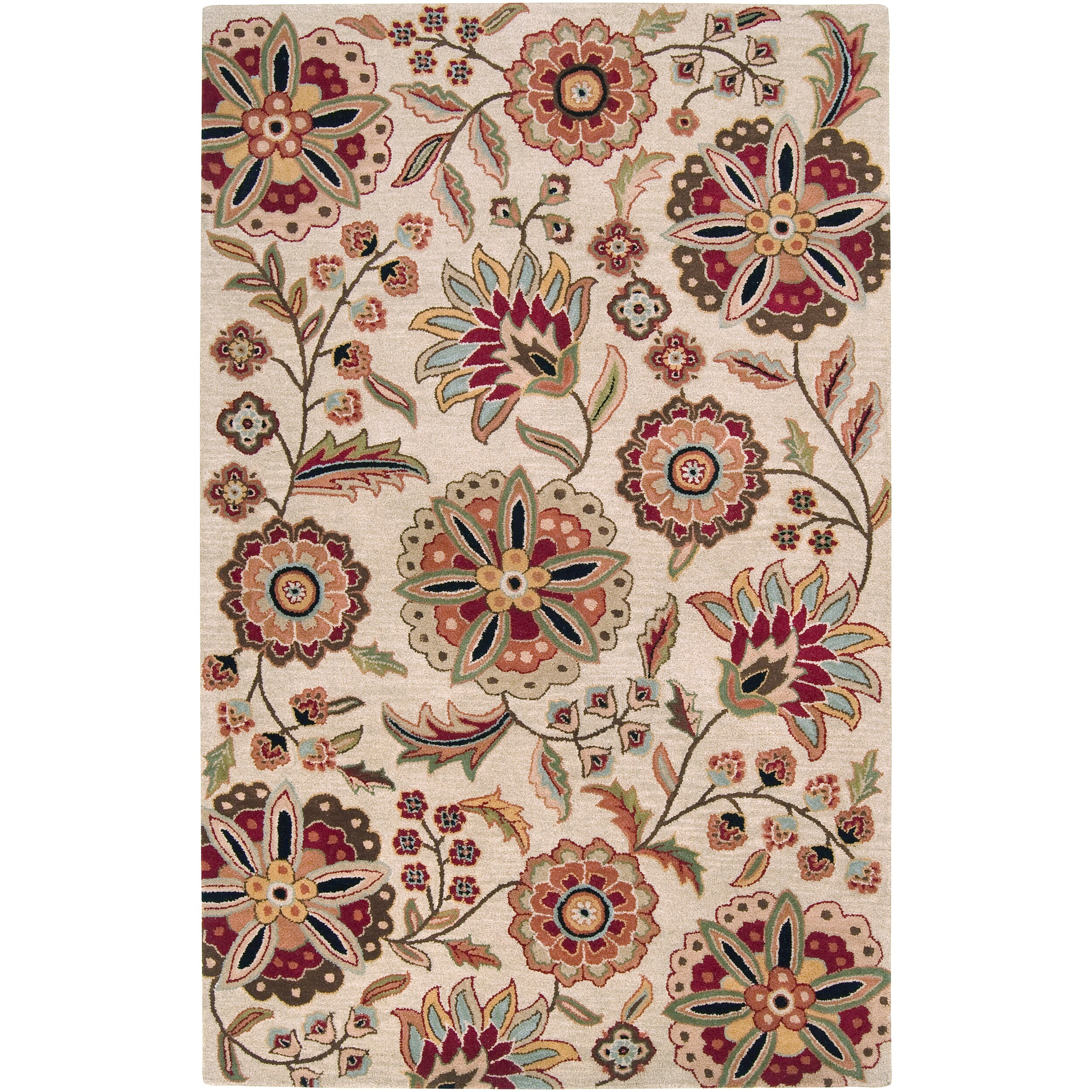 Hand-tufted Milbank Beige Floral Wool Area Rug (10' x 14')