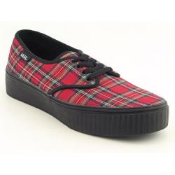 red plaid sneakers