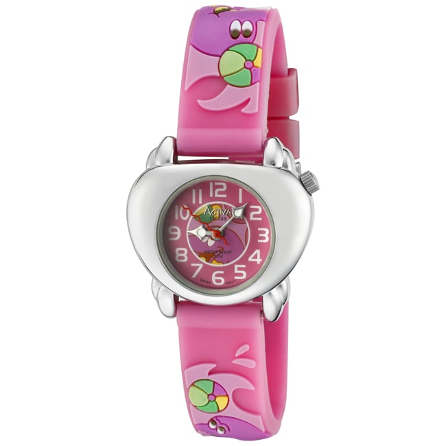 Activa Juniors Pink Rubber With Multicolor Dolphin Design Watch MSRP 