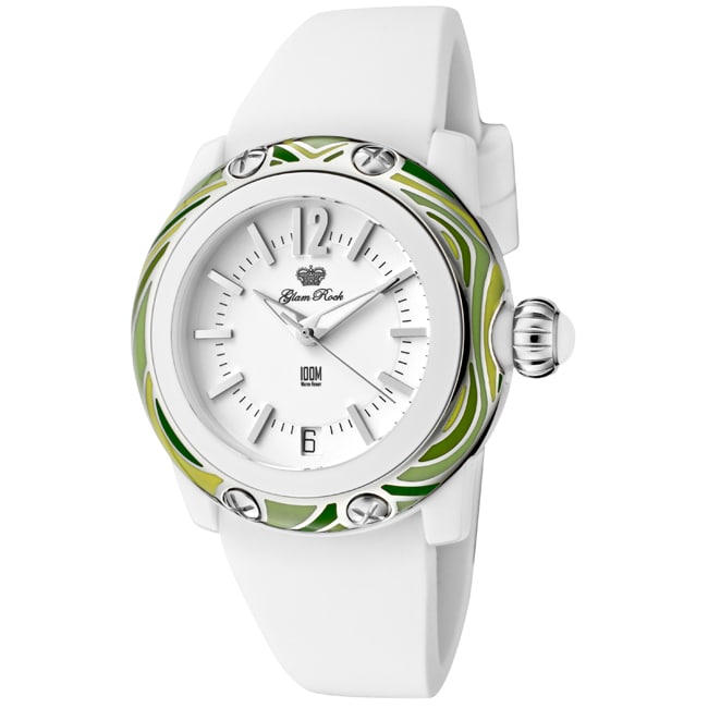 Glam Rock Women's 'Miss Miami Beach' White Polyurethane Watch Glam Rock Women's Glam Rock Watches