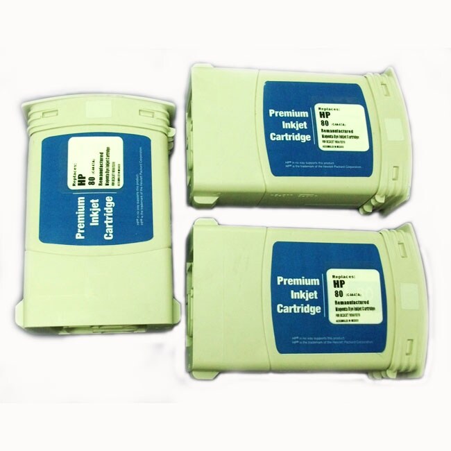 HP 80 Cyan Ink Cartridge (Remanufactured) (Pack of 3)