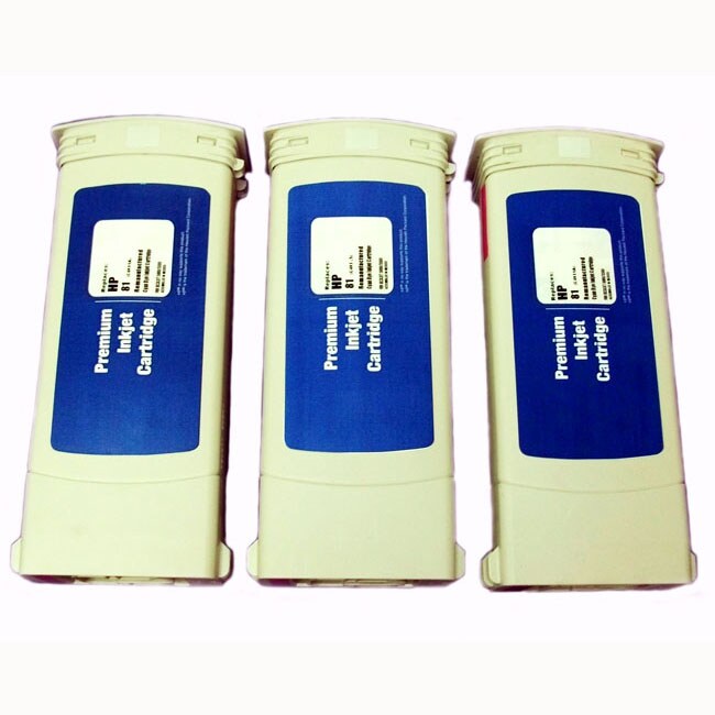 HP 81 Cyan Ink Cartridges (Pack of 3) (Remanufactured)