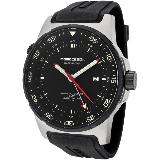 Momo Design Mens Pilot Black Rubber Watch Was $1,349 