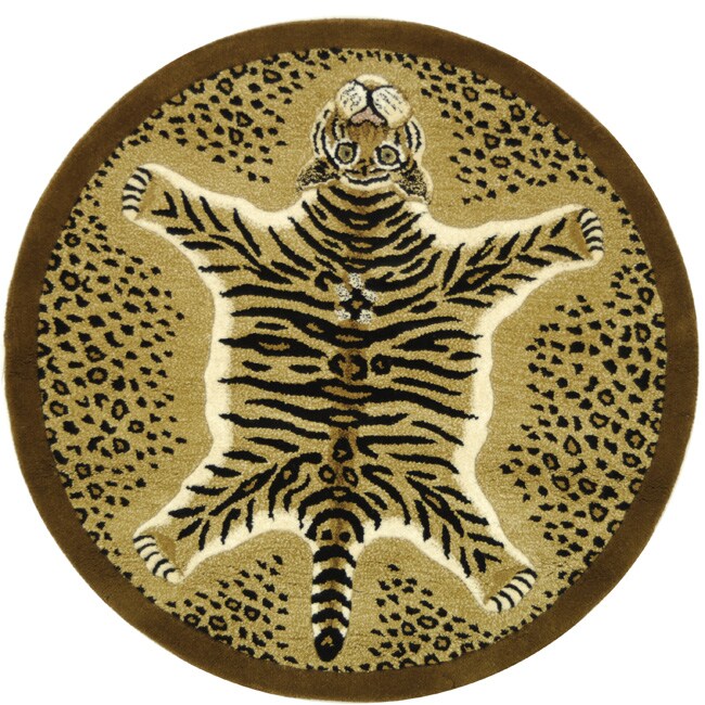Shop Safavieh Handmade Safari Tiger Print Wool Rug 6' x 6' Round