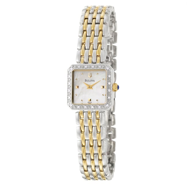 Bulova Womens Diamonds Stainless and Yellow Goldplated Steel Quartz