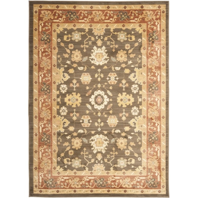 Oushak Brown/ Rust Powerloomed Rug (9'6 x 13') Safavieh 7x9   10x14 Rugs