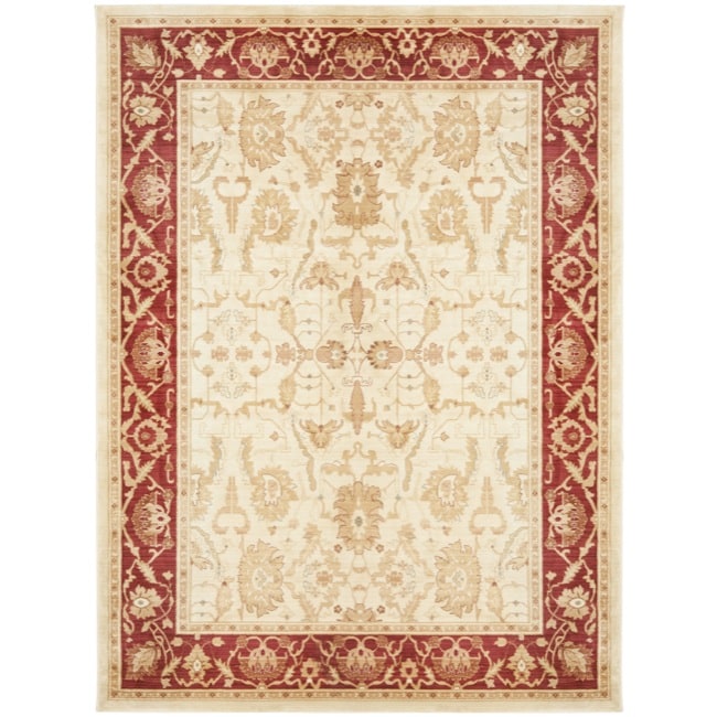 Oushak Cream/ Red Powerloomed Rug (96 X 13)