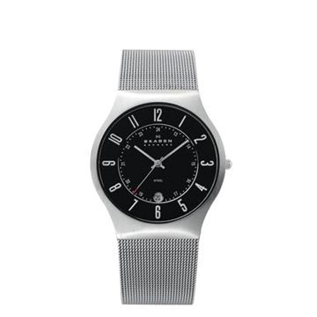 Skagen Mens Denmark Stainless Steel Black Dial Watch Today $76.99