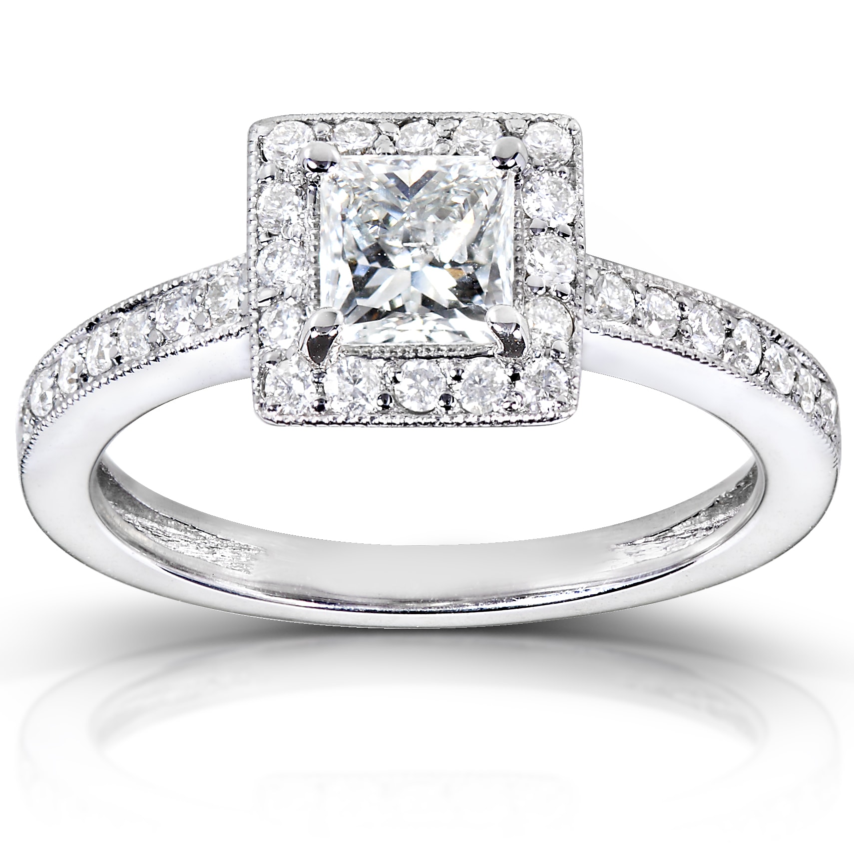14k White Gold 3/4ct TDW Diamond Halo Engagement Ring (H I, I1 I2 