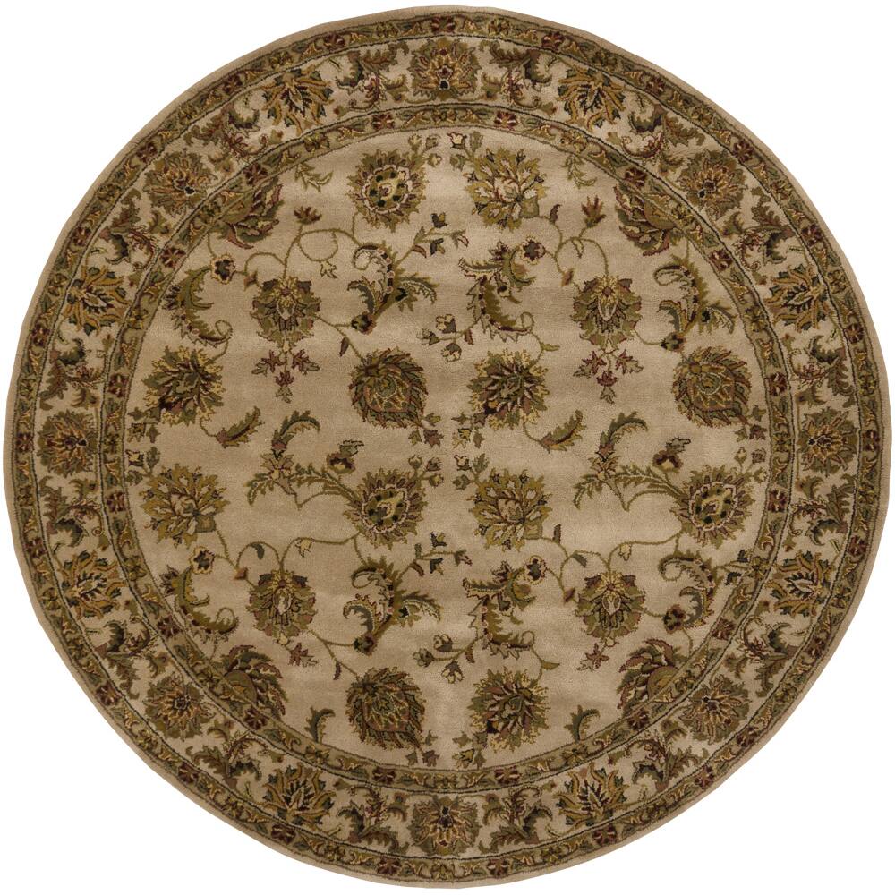 Hand-tufted Mandara Beige Oriental Wool Rug (9' Round)