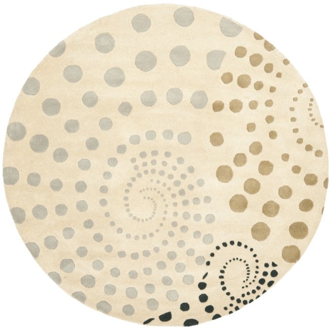 Handmade Cosmos Beige New Zealand Wool Rug (6 Round)