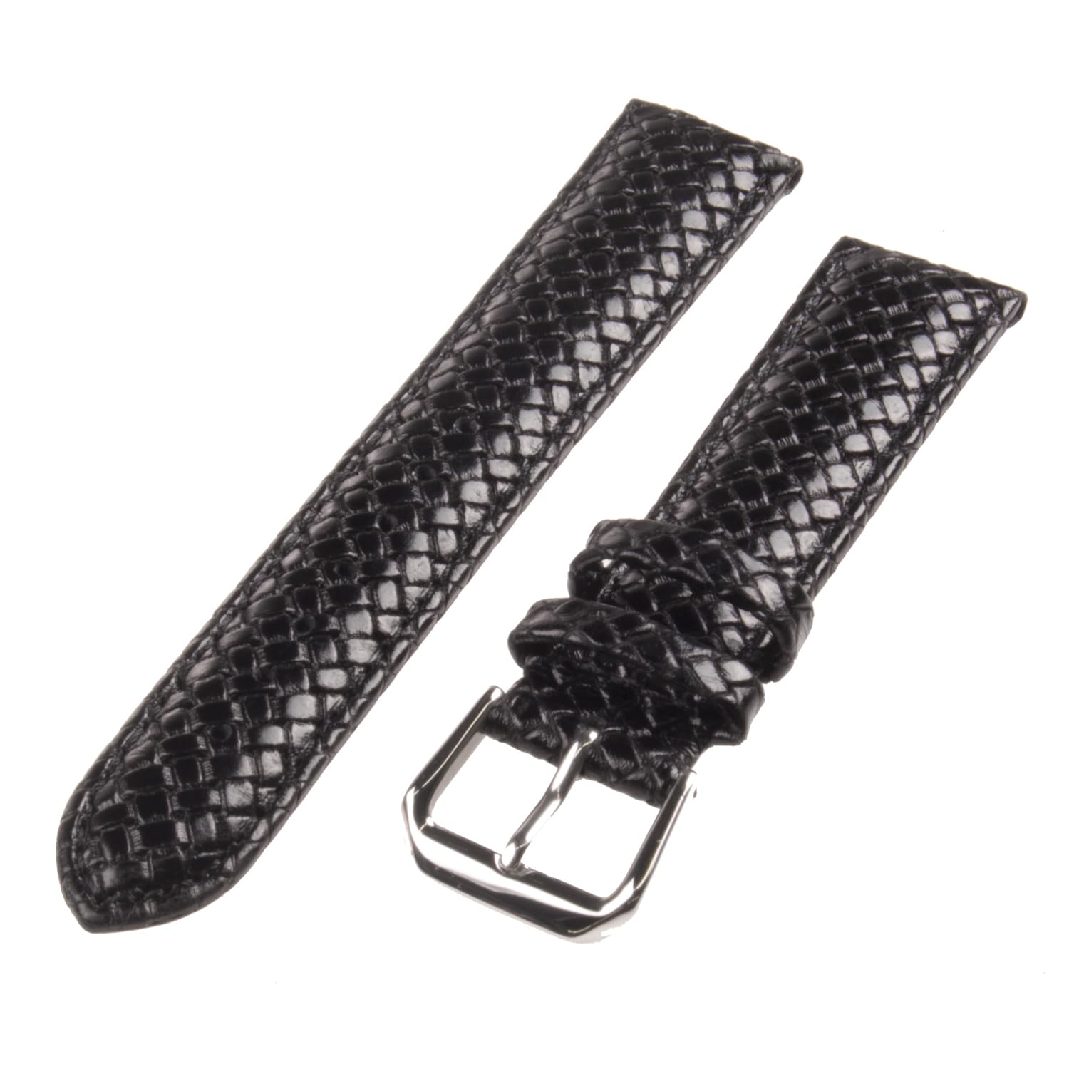 Republic Men's Black Embossed Basketweave Leather Watch Strap Republic Watch Bands