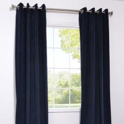 Signature Grommet Moroccan Blue Velvet 96 Inch Curtain Panel EFF Curtains