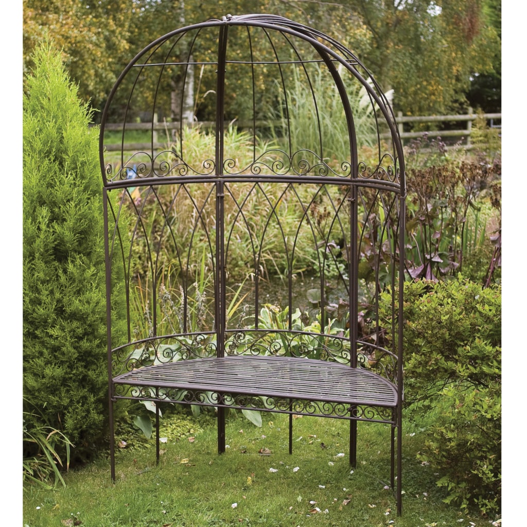 Laura Ashley Chestnut Canopied Metal Garden Bench  