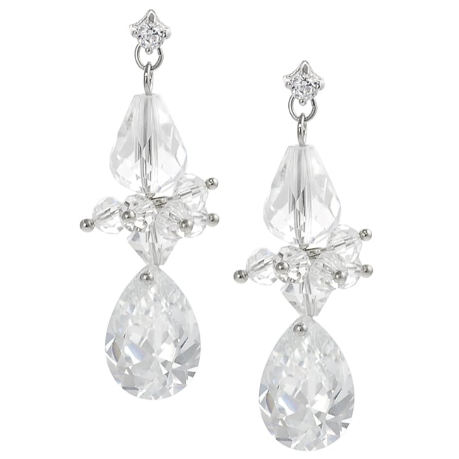 Tressa Silvertone Cubic Zirconia and Crystal Dangle Earrings