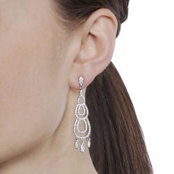 Tressa Silvertone Pave set Cubic Zirconia Dangle Earrings Tressa Cubic Zirconia Earrings