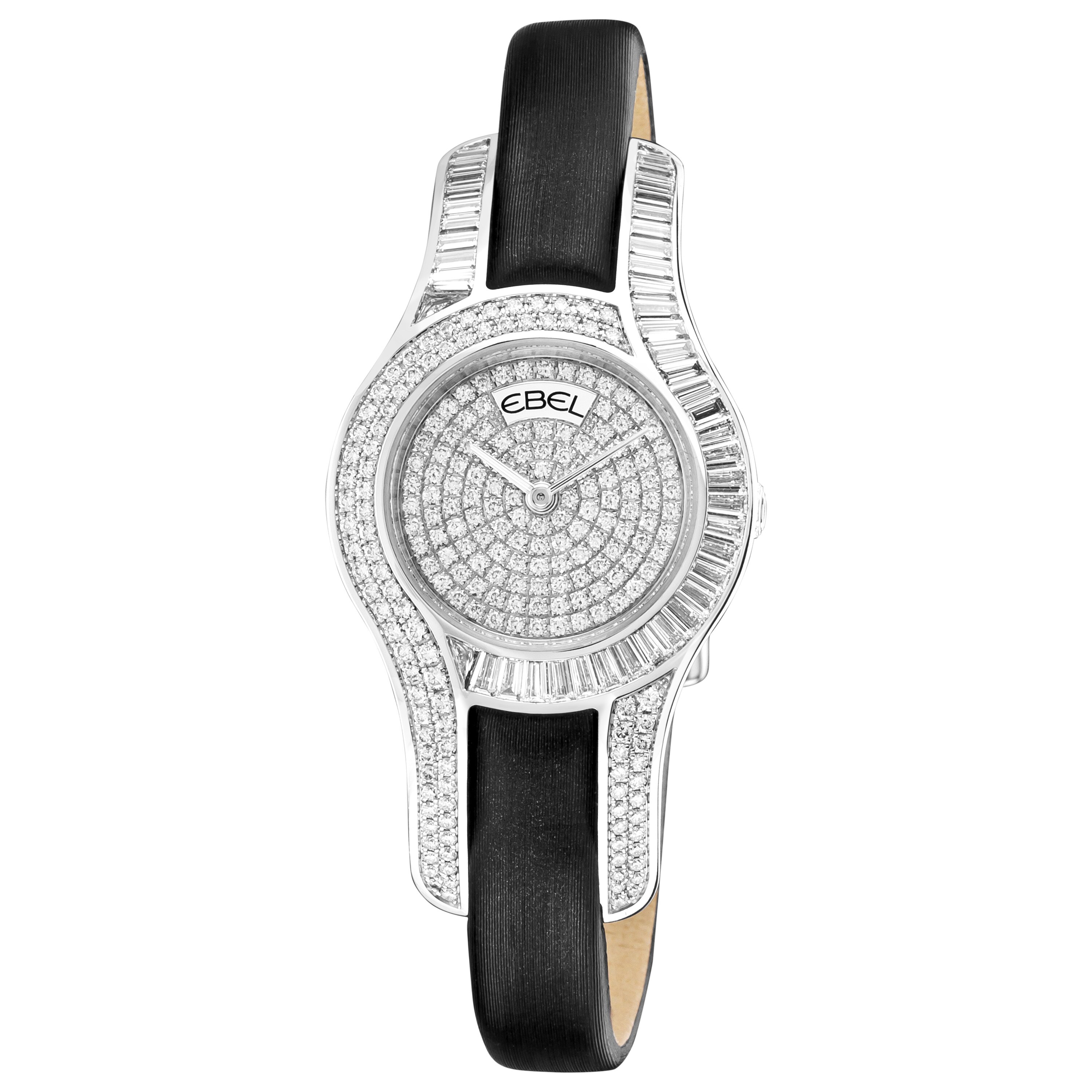 Ebel Women's 'Midnight' Diamond Dial Black Leather Strap Watch Free