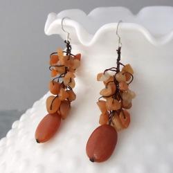 Sterling Silver Orange Carnelian Earrings (Thailand) Earrings