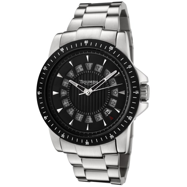 Triumph Motorcycles Mens Black Dial Stainless Steel Watch   13924157