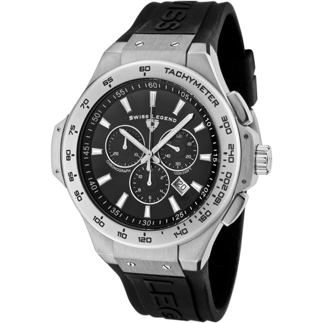 Swiss Legend Mens Maverick Black Rubber Chronograph Watch 