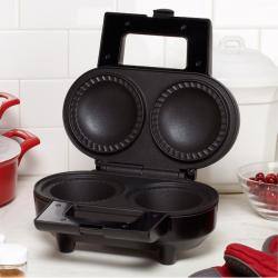 Wolfgang Puck 2-Piece Pie & Pastry Maker with Nonstick Plates & Cutter - Black