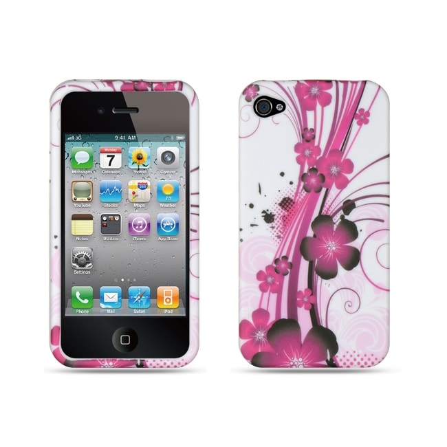 Premium Apple iPhone 4/ 4S Purple Flower White Protector Case 