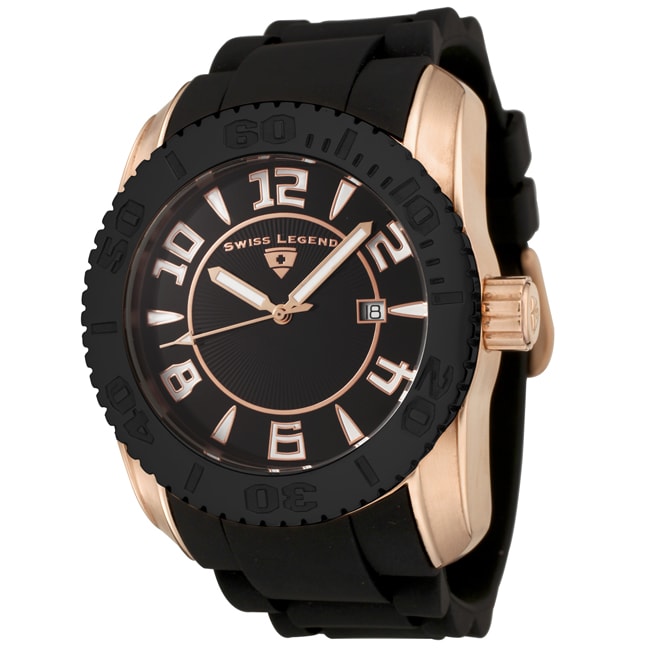 Swiss Legend Men's 'Commander' Black Dial Black Silicone Watch Swiss Legend Men's Swiss Legend Watches