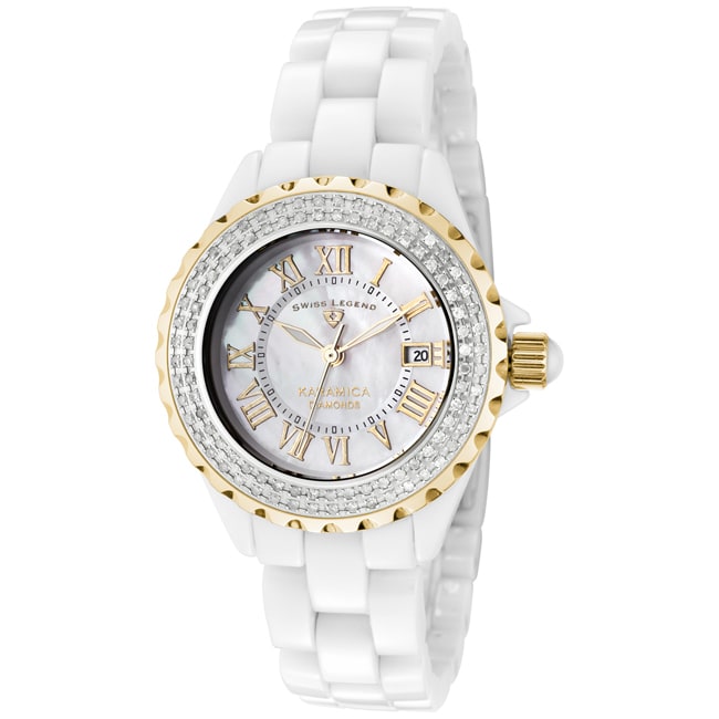 Swiss Legend Womens Karamica White High Tech Ceramic Diamond Watch