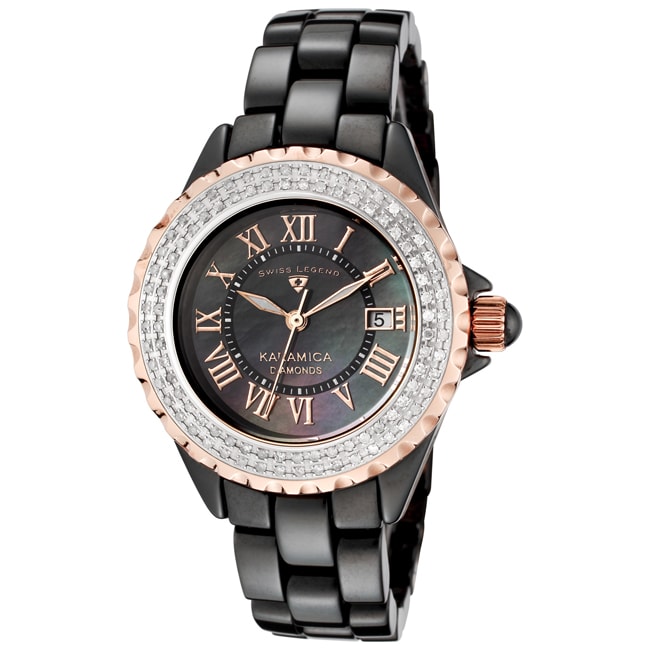 Swiss Legend Womens Karamica Black High Tech Ceramic Diamond Watch