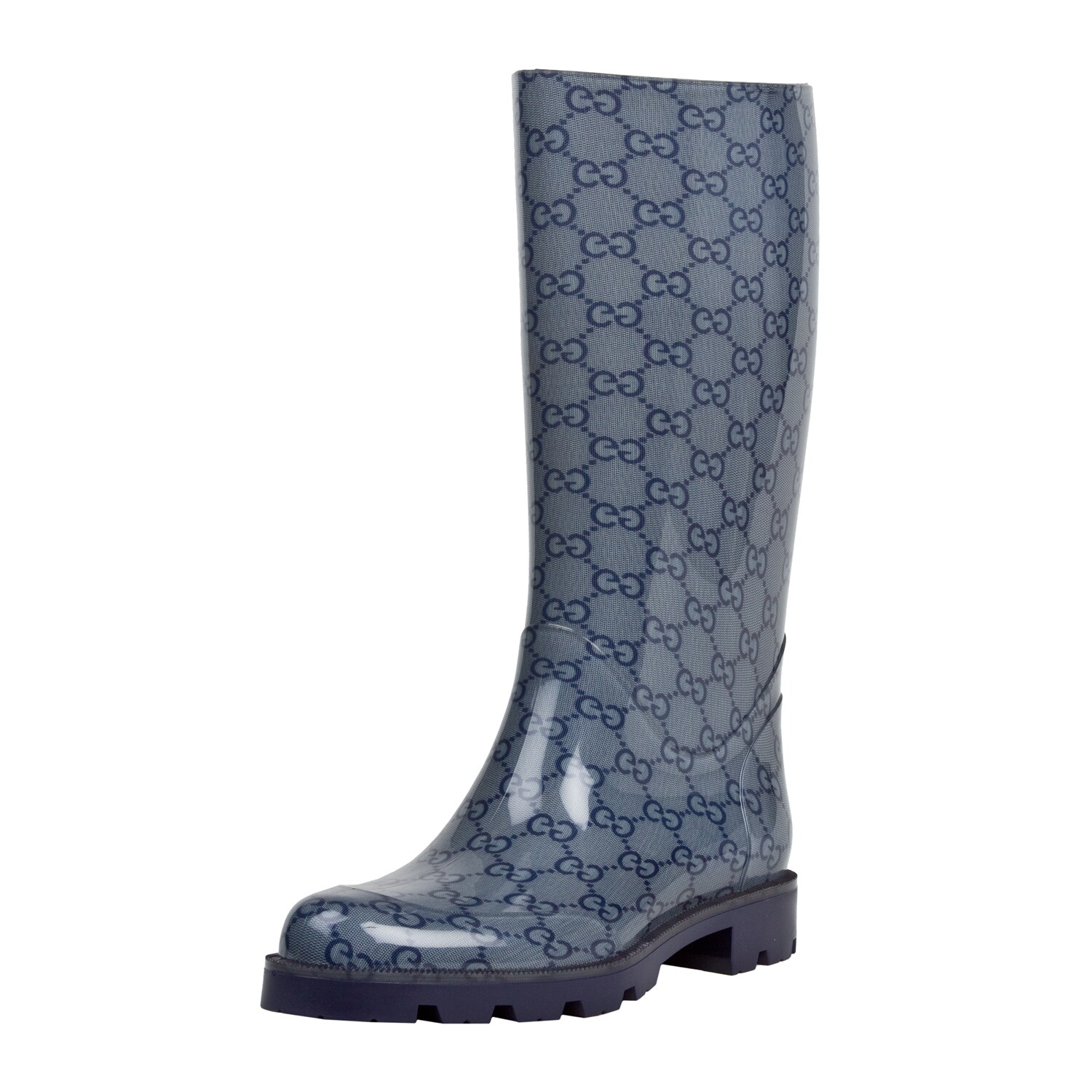 Gucci Edimburg Blue Web Detail Rain Boots