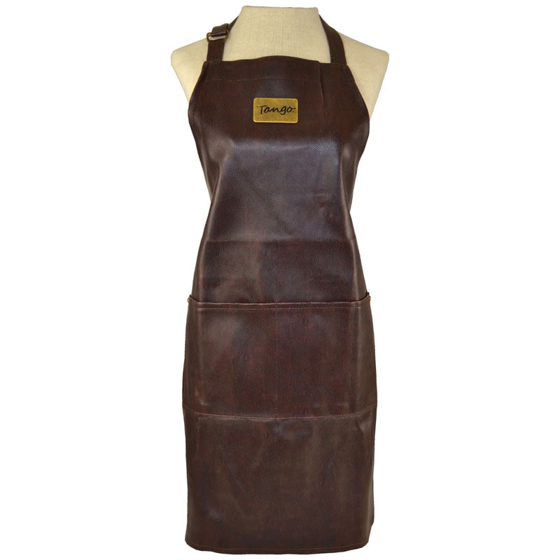 Tango Brown Textured Faux Leather Apron  