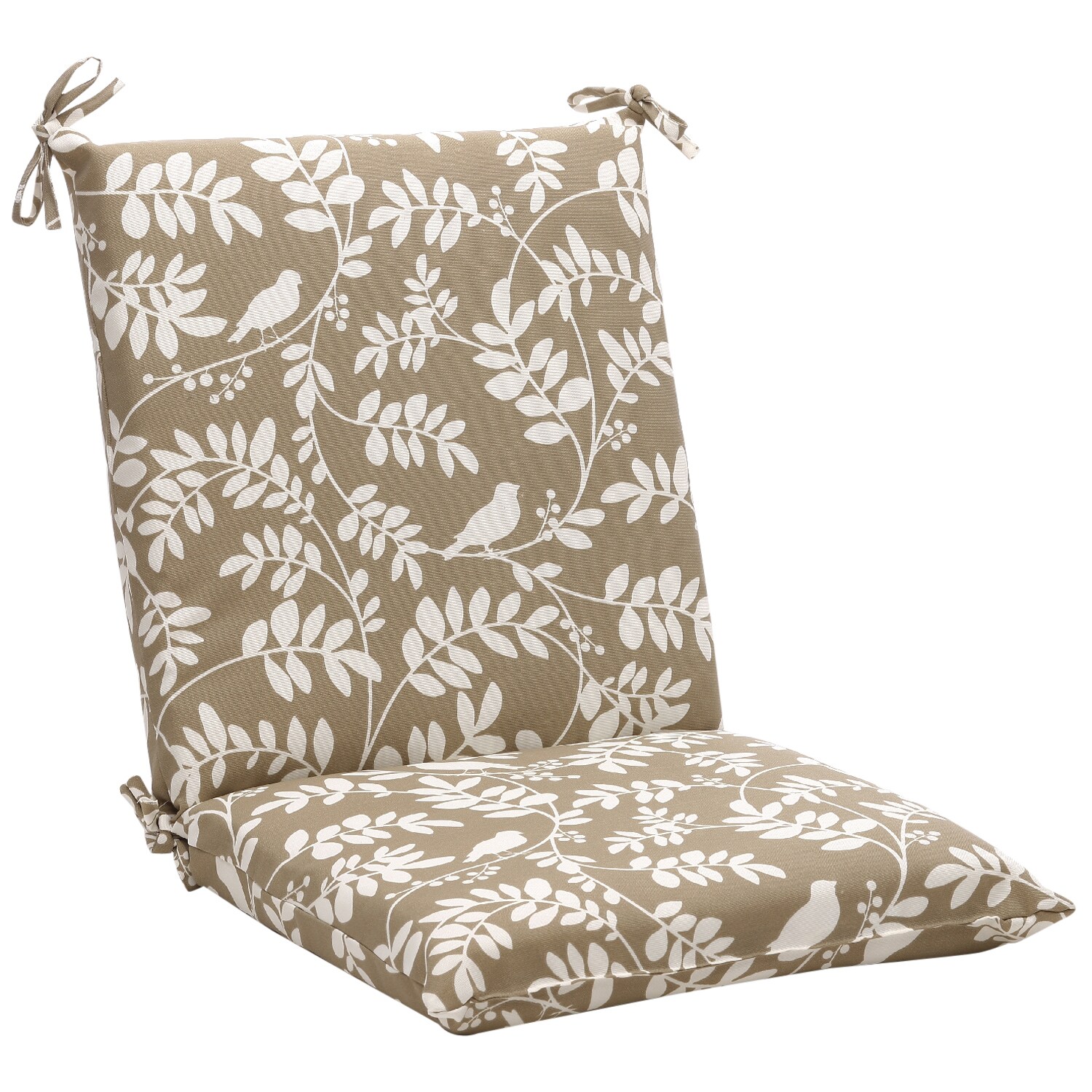 Shop Squared Taupe Floral Outdoor Chair Cushion - Free Shipping Today