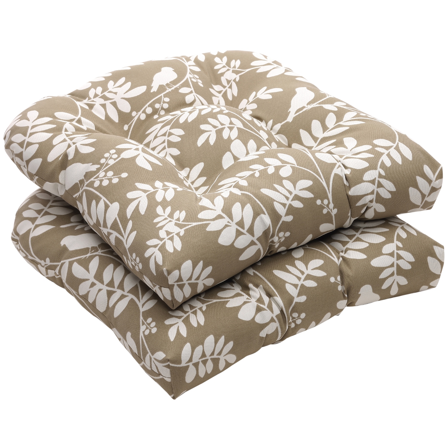 Outdoor Taupe Floral Wicker Seat Cushions (Set of 2) - Free Shipping