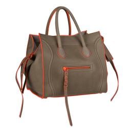 Celine Small Square Concrete/ Neon Orange Luggage Tote  