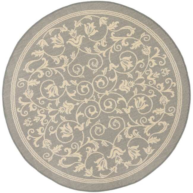 Grey/ Natural Indoor Outdoor Rug (53 Round)