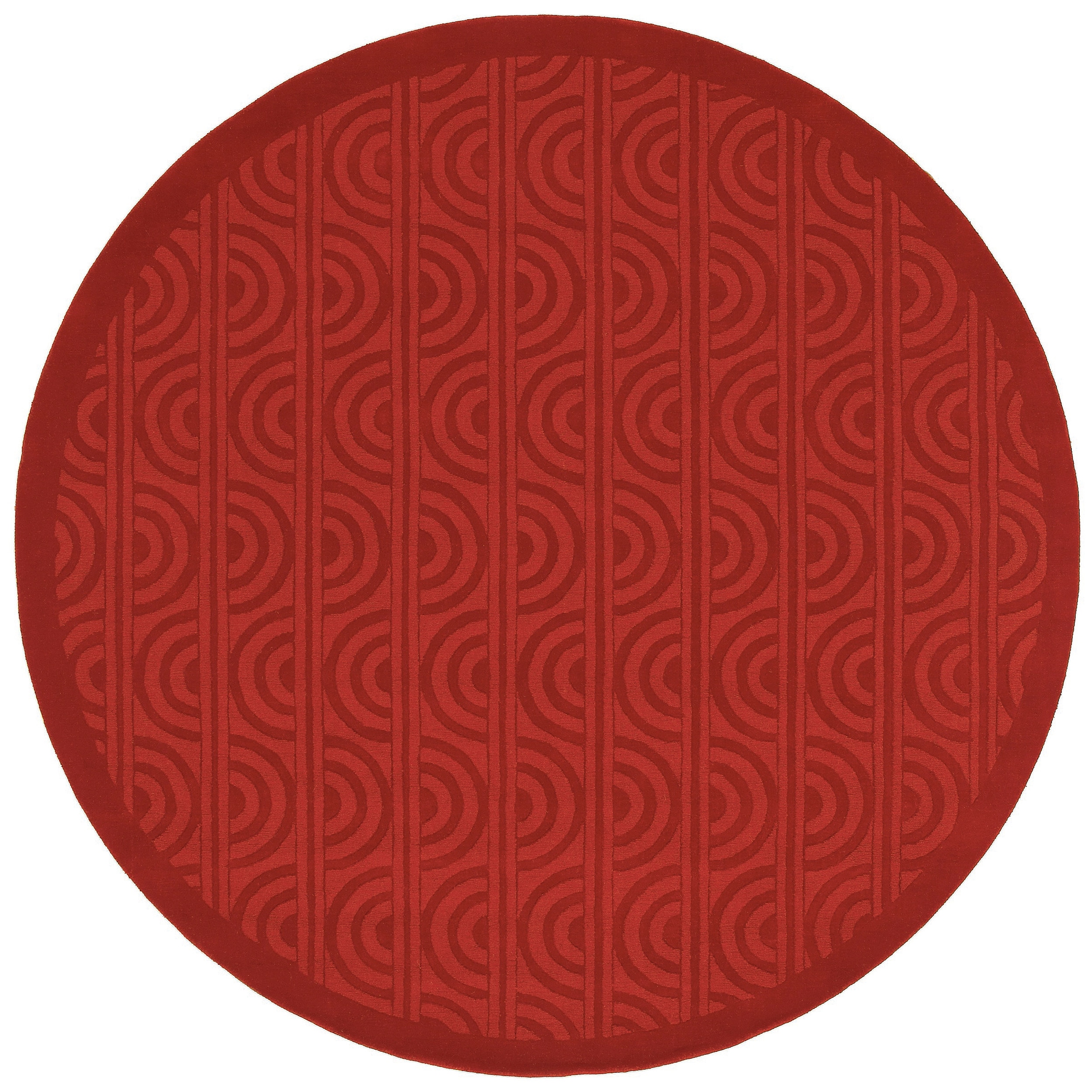 Hand crafted Wool Red Tamarack Rug (79 Round)