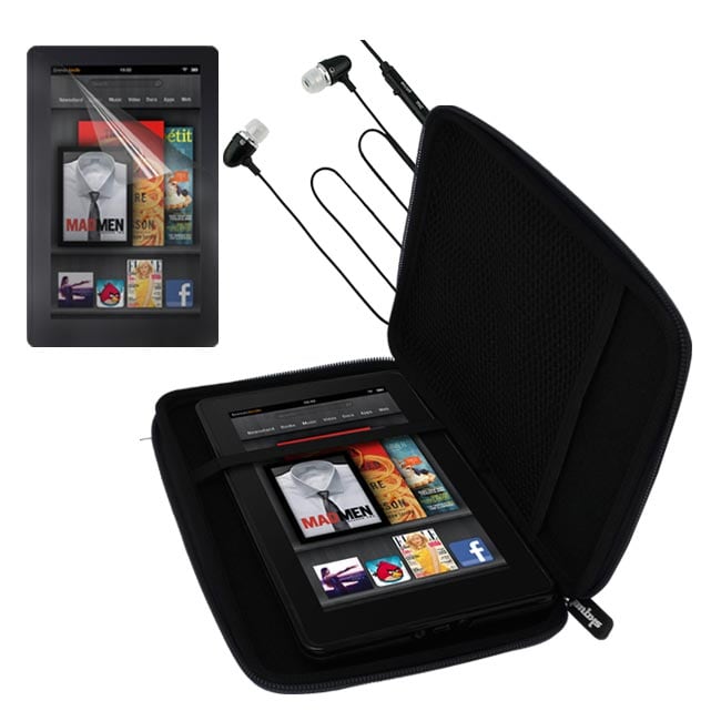 Premium  Kindle Fire Black EVA Case/ Screen Protector/ Headset 