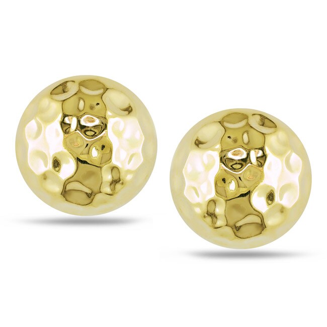 14k Yellow Gold Hammered Stud Earrings