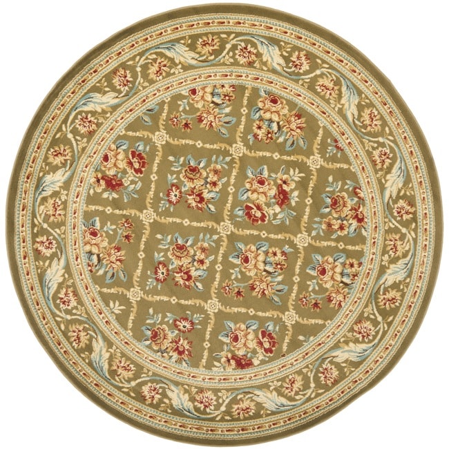 Lyndhurst Floral Trellis Green Rug (53 Round)