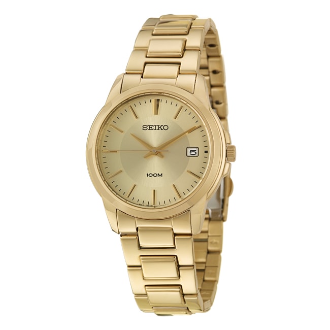 Seiko Mens Bracelet Yellow Goldplated Stainless Steel Quartz Watch 