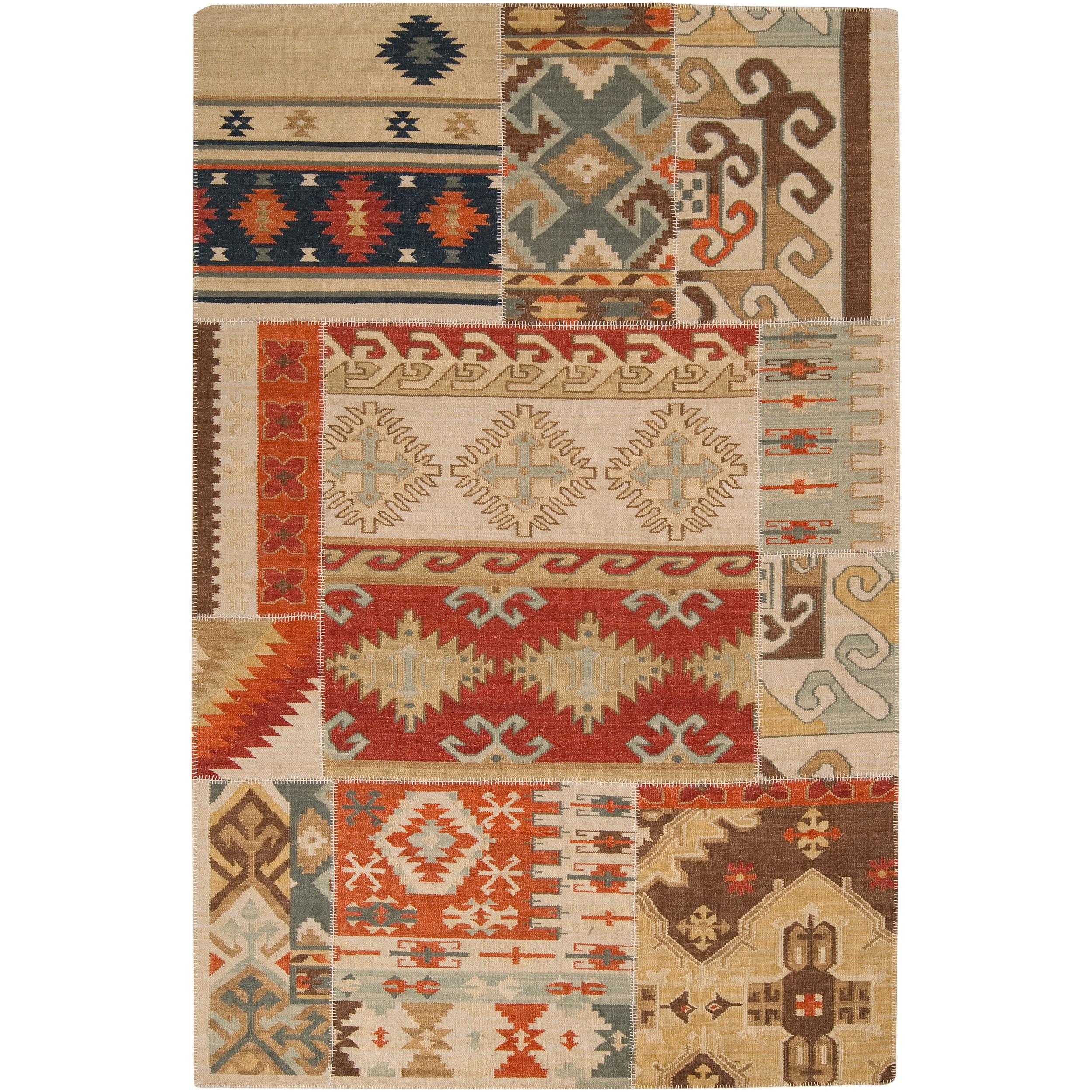 Shop Hand crafted Multi Colored Southwestern Aztec Makah Wool Rug (8' x